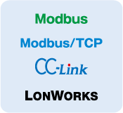 Modbus RTU, Modbus/TCP, CC-Link or LONWORKS
