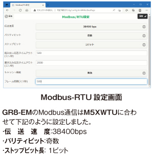 Modbus-RTU設定画面