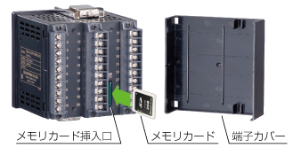 メモリカード挿入口と感電防止用端子カバー