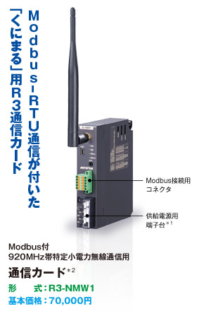 Modbus-RTU通信が付いた「くにまる」用R3通信カード R3-NMW1
